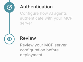 Excerpt of a multi-step timeline showing two steps, Authentication and Review. Authentication is marked completed and Review is highlighted.